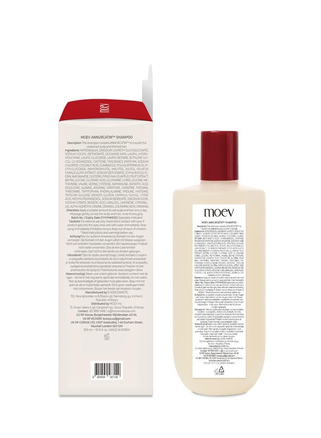 MOEV ANNURCATIN Shampoo | Korean Apple Hair Care for Strength and Volume in Thinning Hair | Adds Lift | Paraben-Free | Suitable for All Hair Types (10.14 fl.oz, apple & vanilla) - Image 2